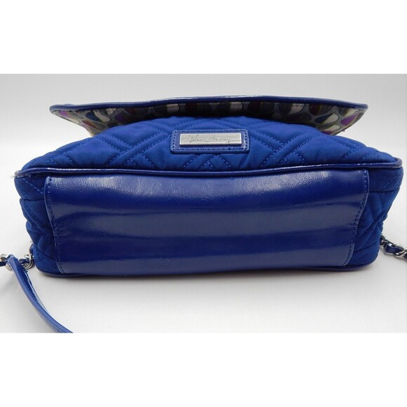 Vera Bradley Navy Quilted Purse Handbag Chain Leather Strap Shoulder Bag - Picture 12 of 16